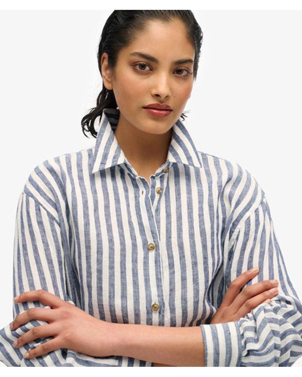Superdry Blue & Co Casual Linen Boyfriend Shirt