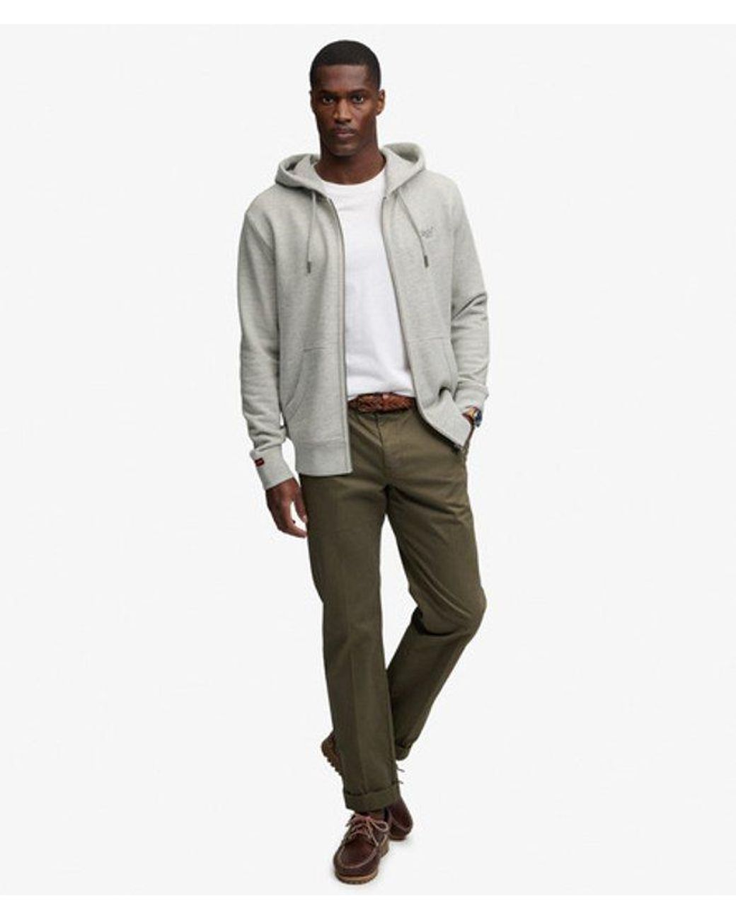 Superdry Gray & Co Essential Logo Half Brushed Zip Hoodie for men