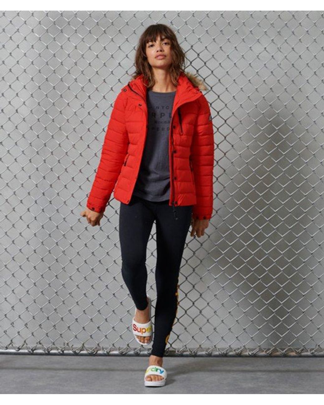 Superdry Red & Co Classic Faux Fur Fuji Jacket