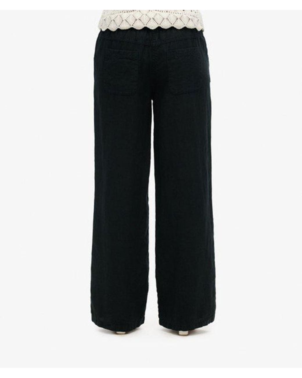 Superdry Black Linen Low Rise Pants