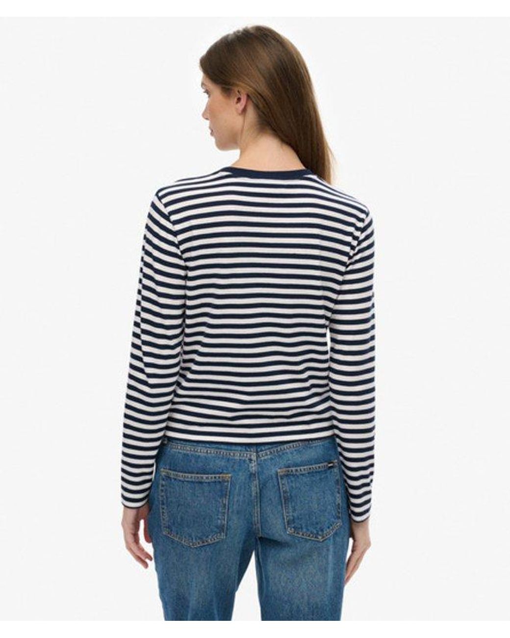 Superdry Blue & Co Essential Logo Stripe Long Sleeve Top