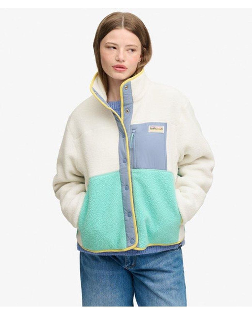 Superdry Blue & Co Colour Block Fleece Jacket