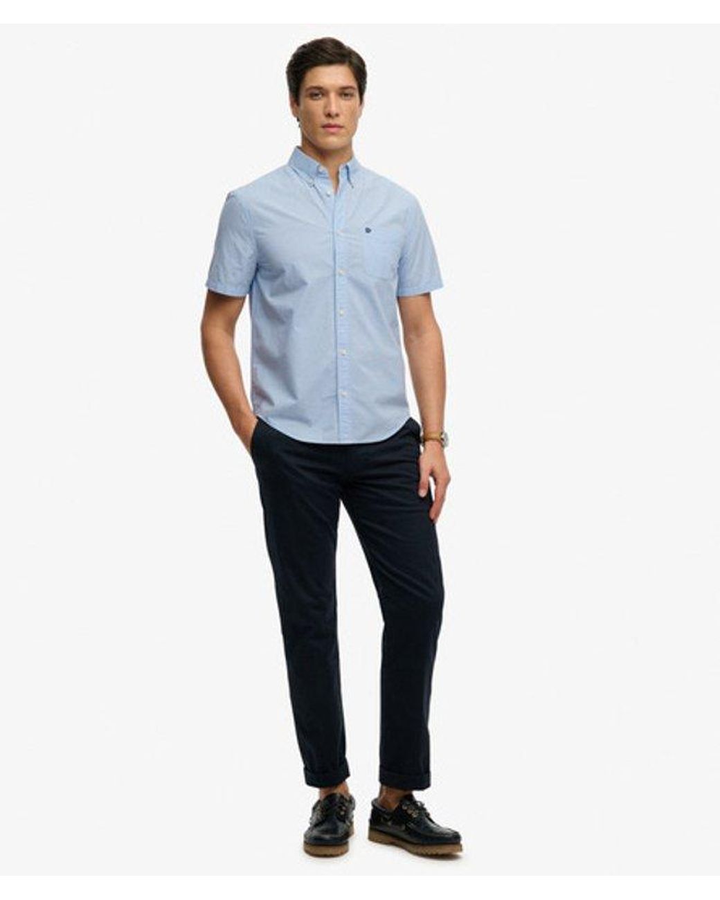 Superdry Blue & Co Preppy Poplin Short Sleeve Shirt for men