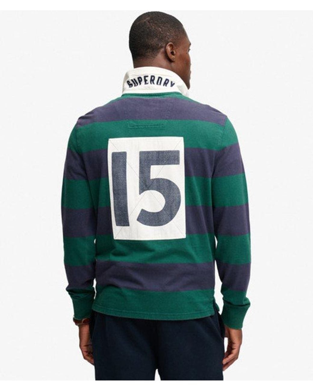 Superdry Blue & Co Monogram Stripe Rugby Shirt for men