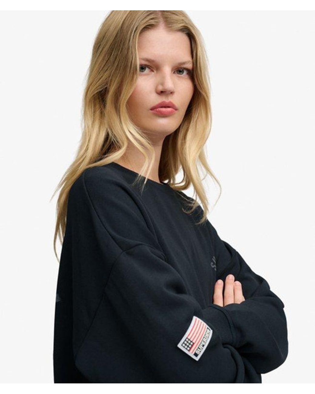 Superdry Black & Co Athletic Essentials Printed Crew Sweatshirt