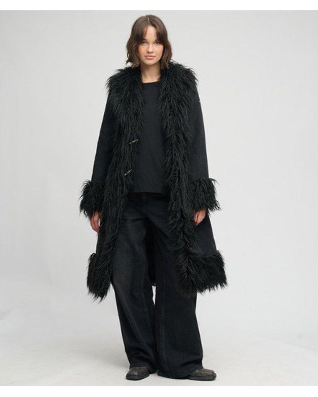 Superdry Black & Co Long Afghan Coat