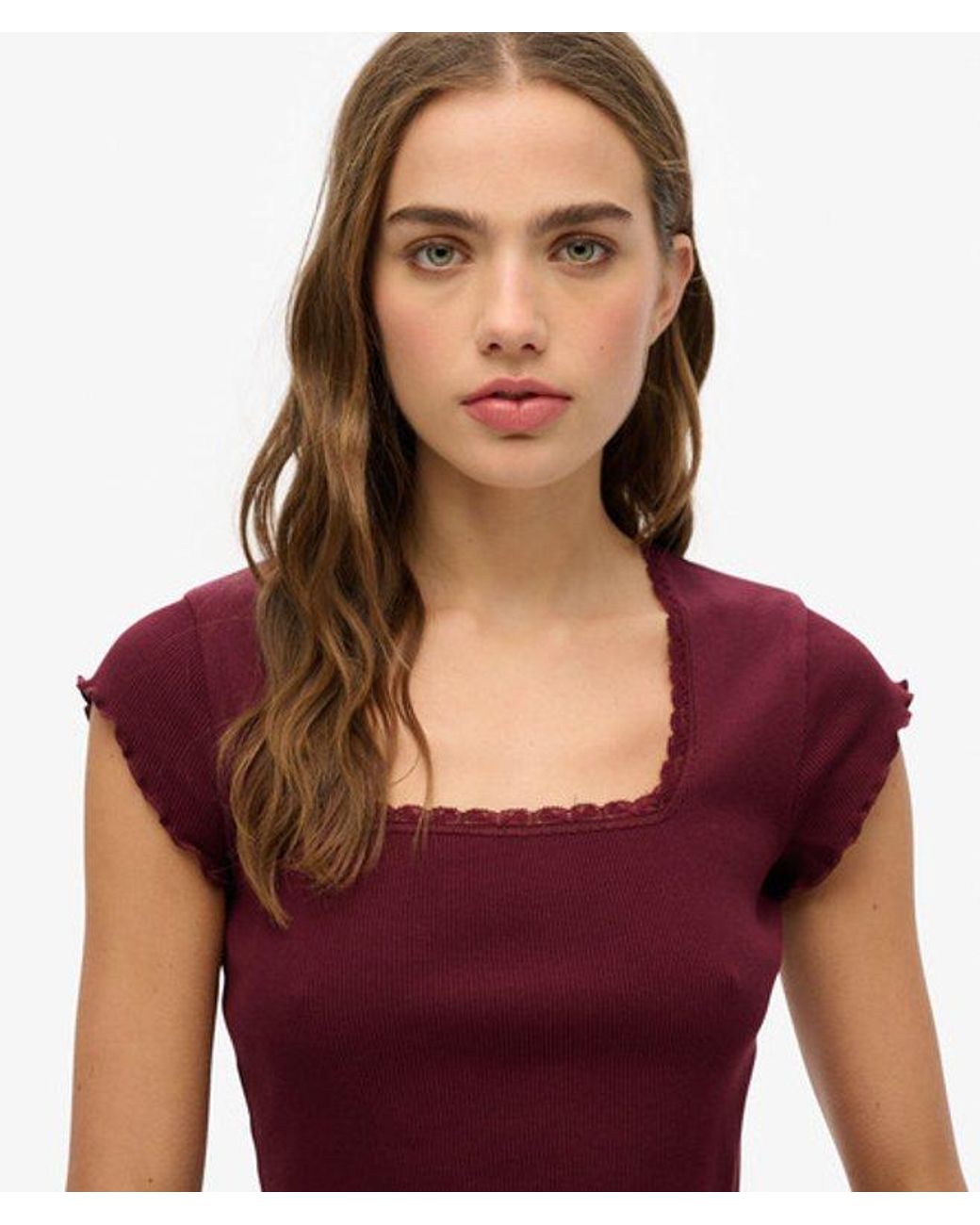 Superdry Red Essential Square Neck Short Sleeve T-Shirt