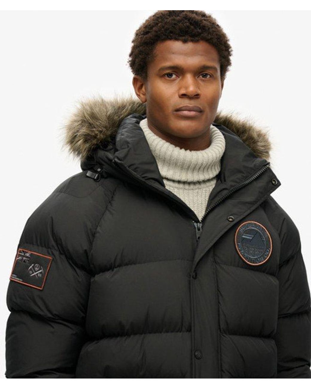 Superdry Black & Co Everest Long Baffled Parka Jacket for men