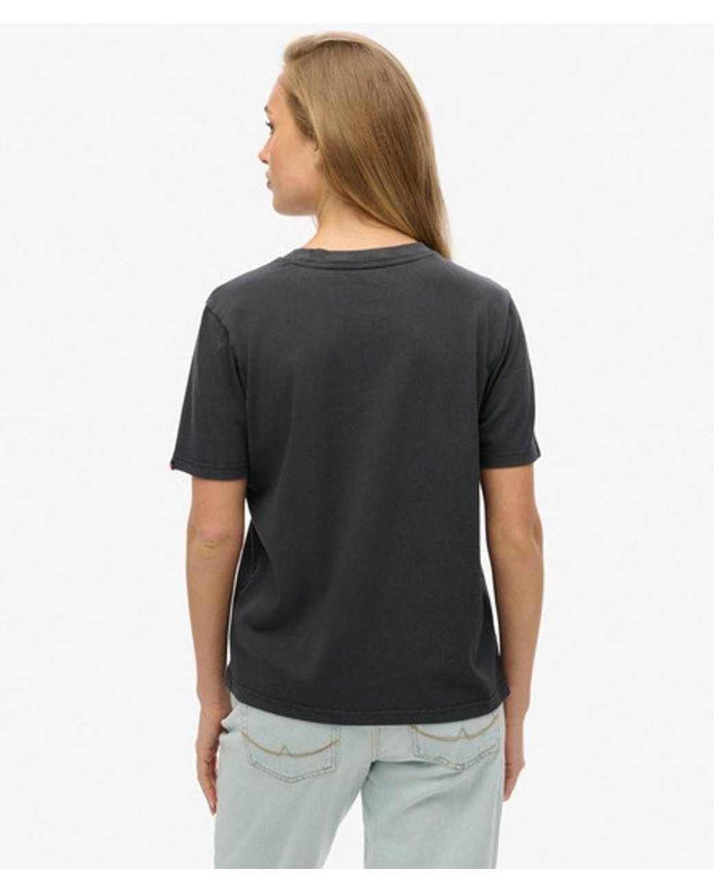 Superdry Black Vintage Logo Metallic Relaxed T-Shirt