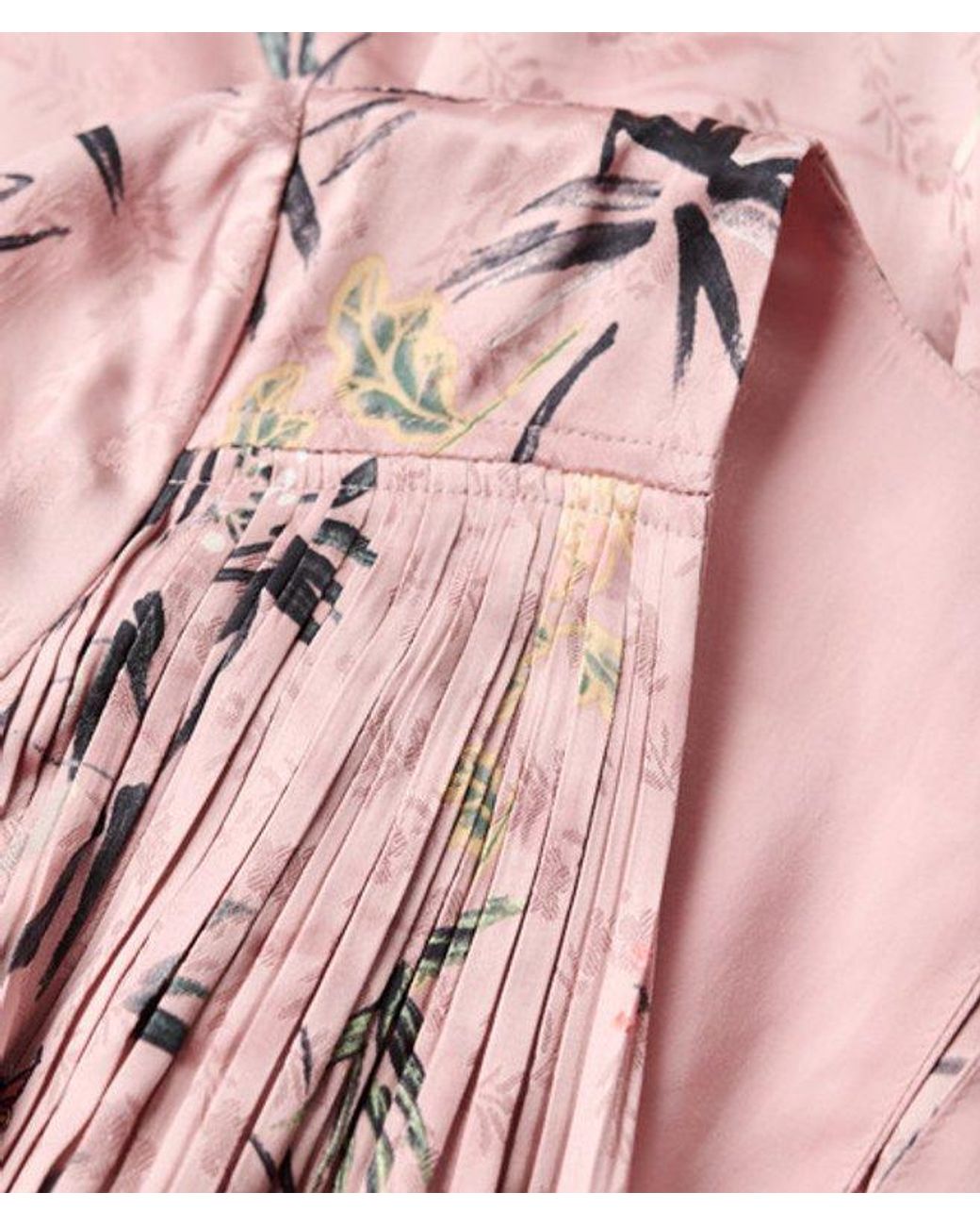 Superdry Pink & Co Floral Print Flare Sleeve Jacquard Mini Dress