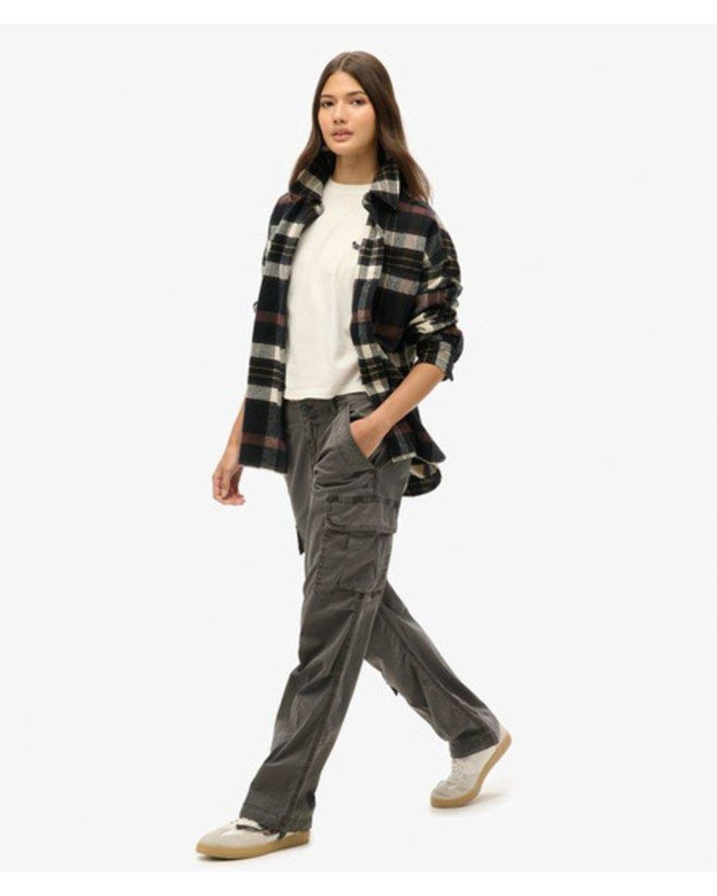 Superdry Gray & Co Ladies Loose Fit Low Rise Straight Cargo Pants