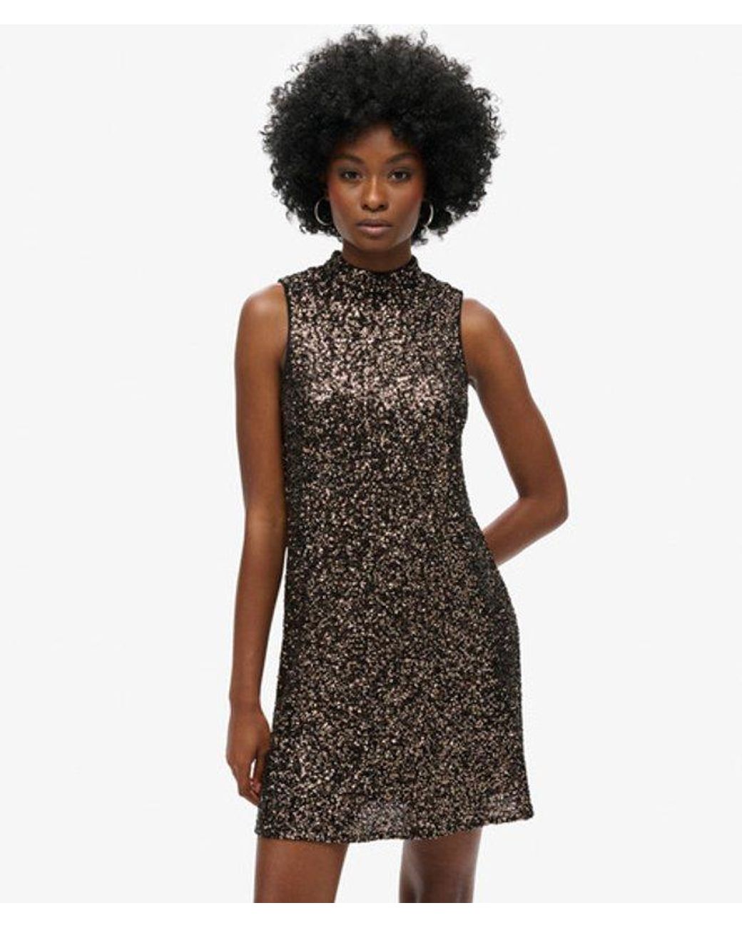 Superdry Brown & Co Sleeveless Sequin A Line Mini Dress