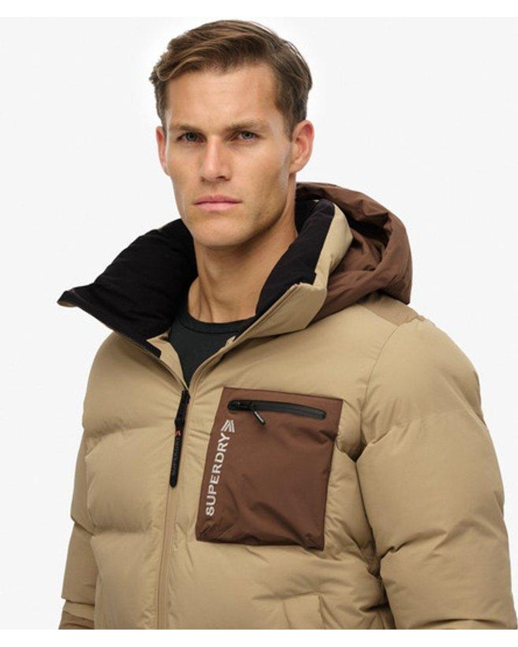Superdry Brown & Co Ski Sports Padded Block Jacket for men