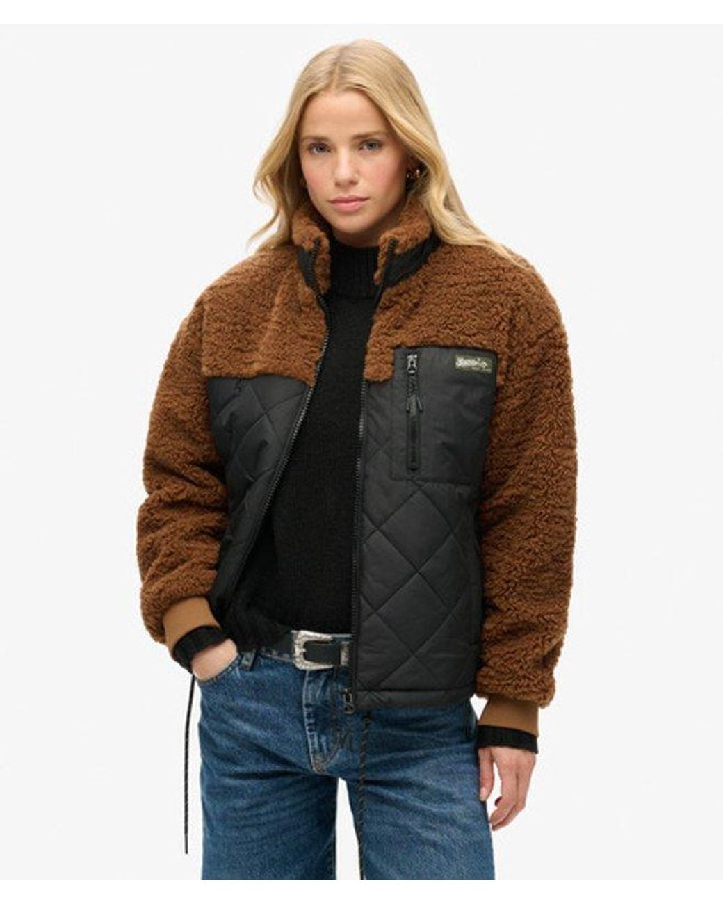 Superdry Brown & Co Workwear Sherpa Fleece Hybrid Jacket