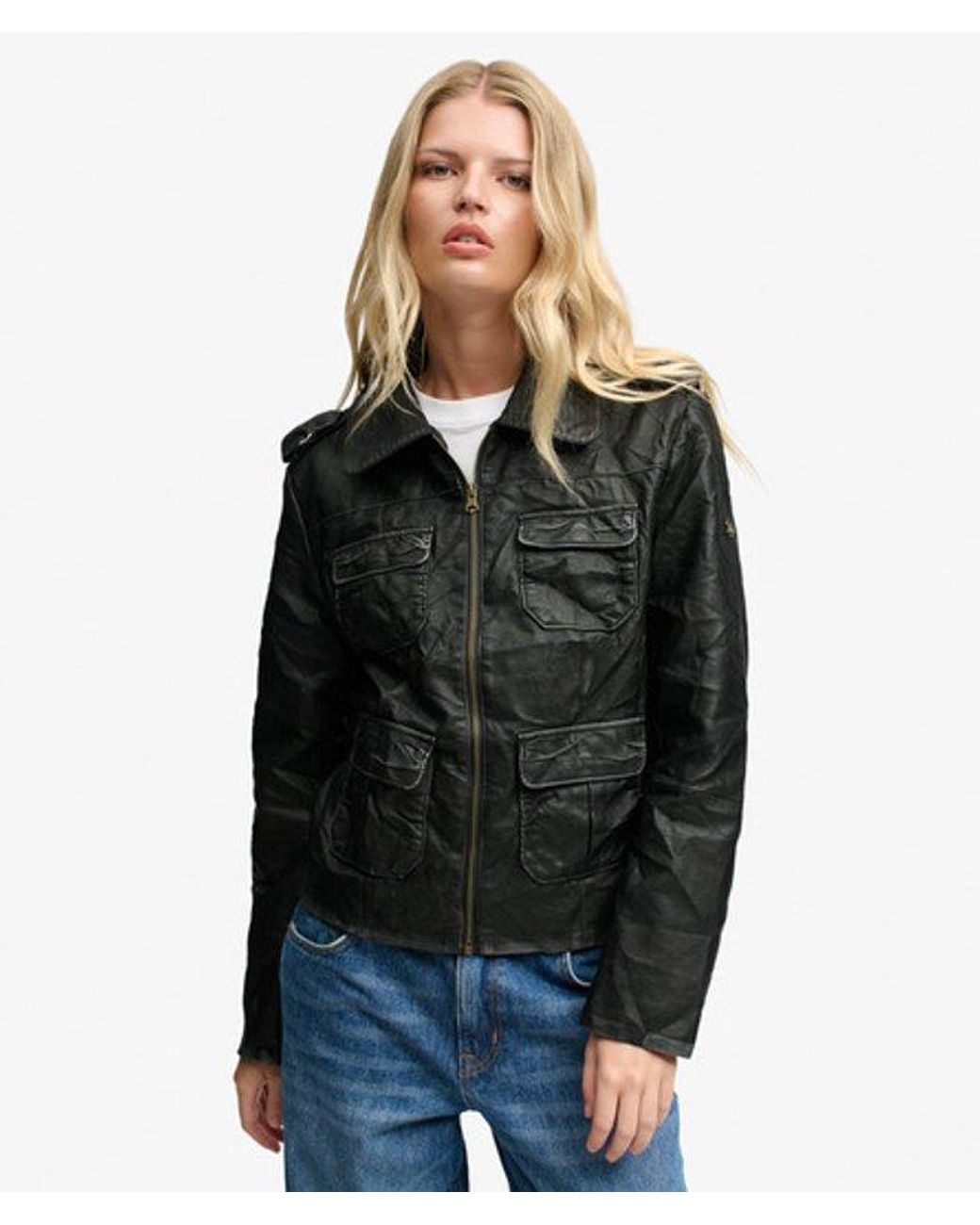 Superdry Black Angelina Faux Leather Jacket