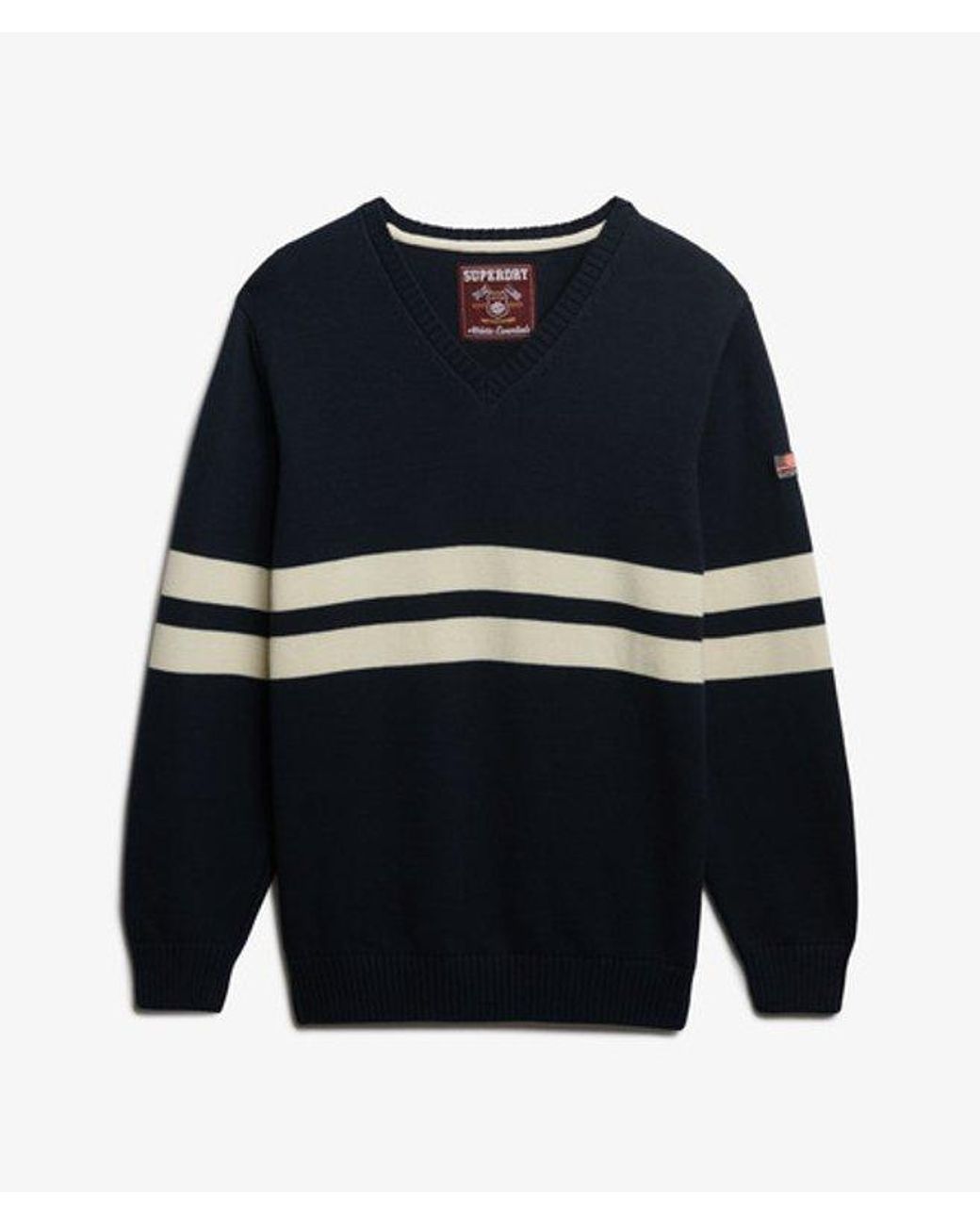 Superdry Blue & Co Oversized Striped V-neck Jumper