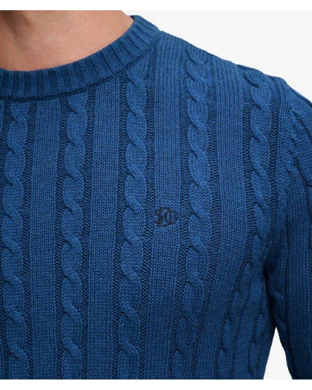 Superdry Blue & Co Cotton Cable Knit Crew Jumper for men