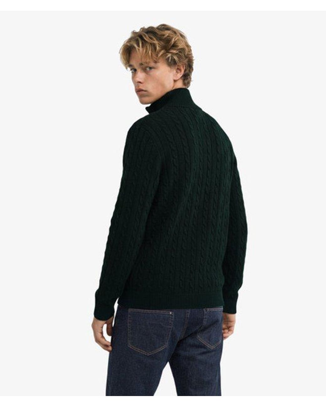 Superdry Black & Co Preppy Cotton Cable Half Zip Jumper for men