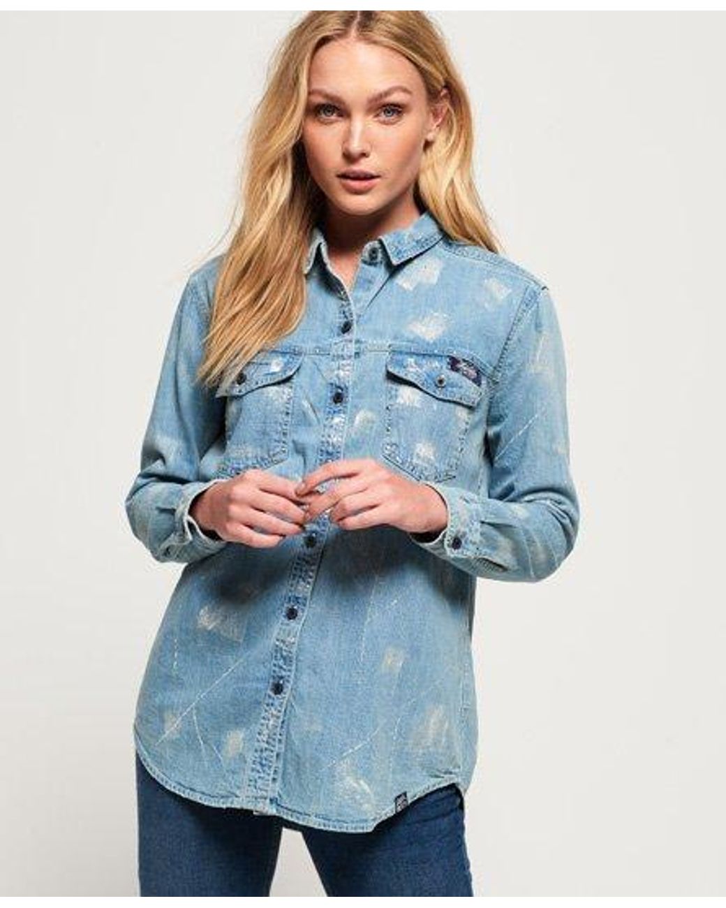 superdry oversized denim shirt