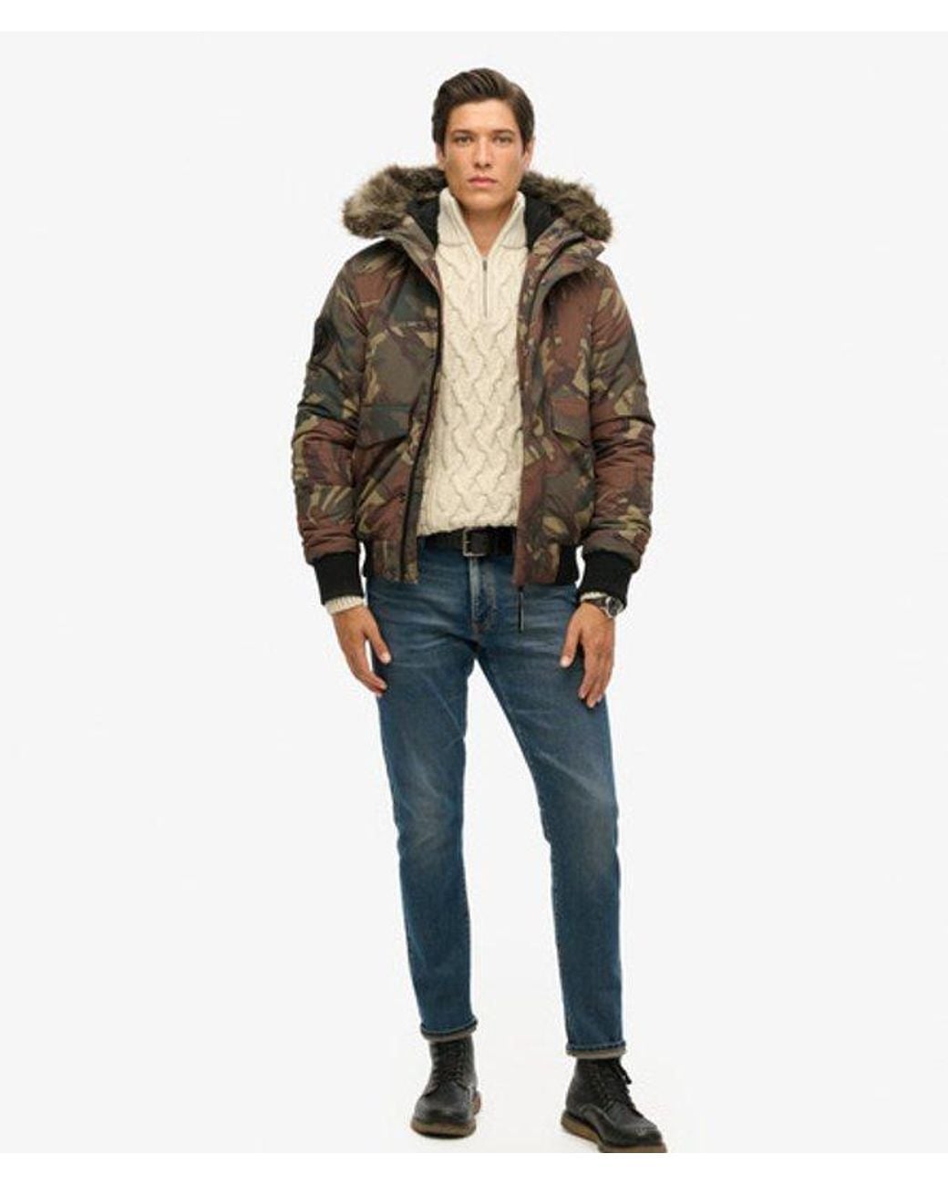 Superdry Green & Co Everest Hooded Puffer Bomber Jacket for men