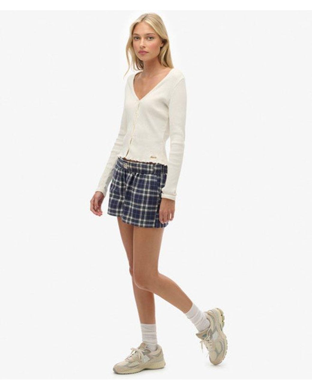 Superdry Blue & Co Cotton Check Elastic Shorts