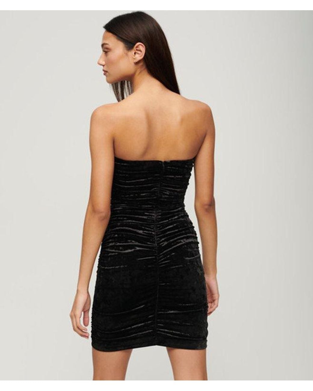 Superdry Black & Co Slim Fit Velvet Bandeau Mini Dress.