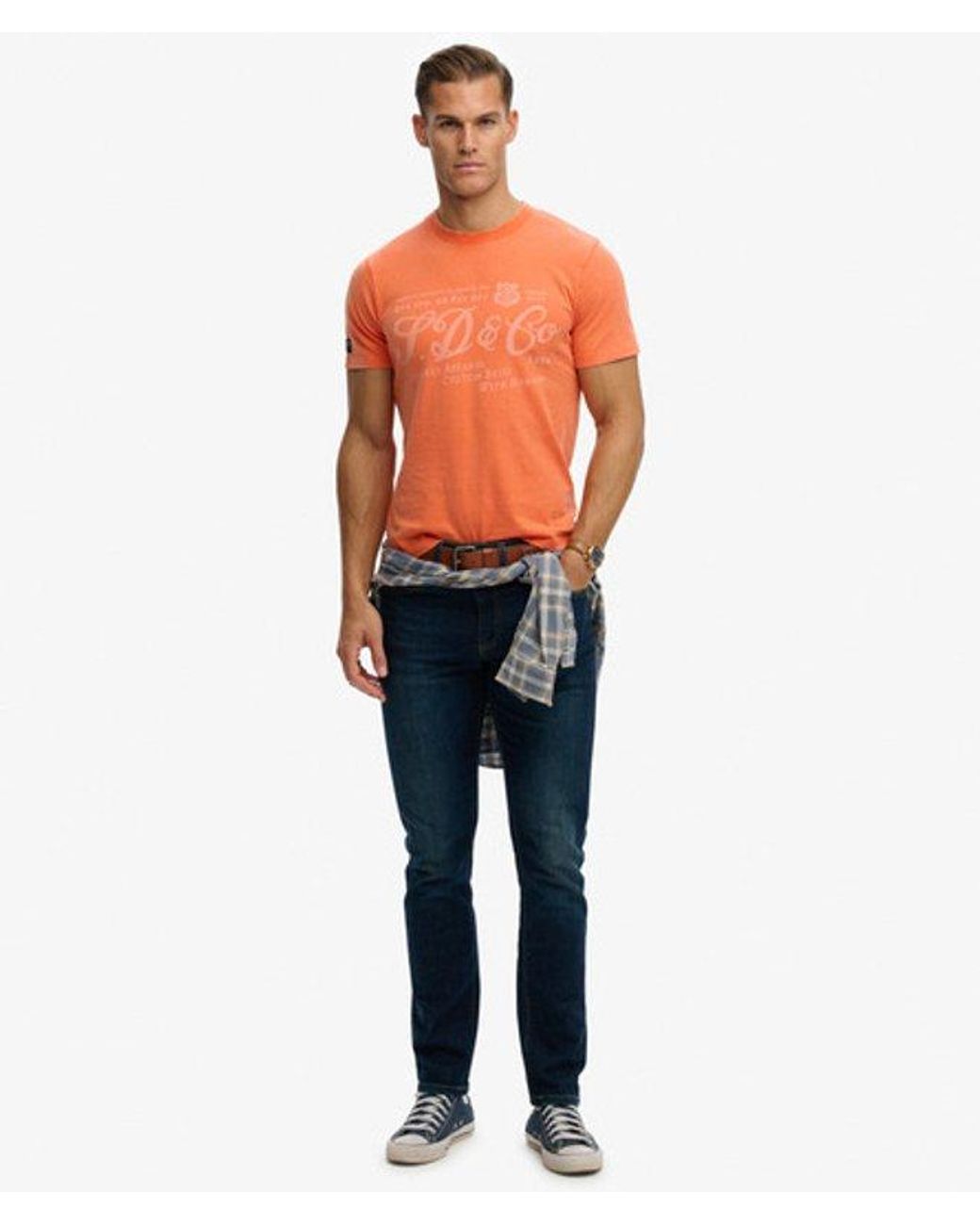 Superdry Orange Industry Worker Relaxed T-shirt for men