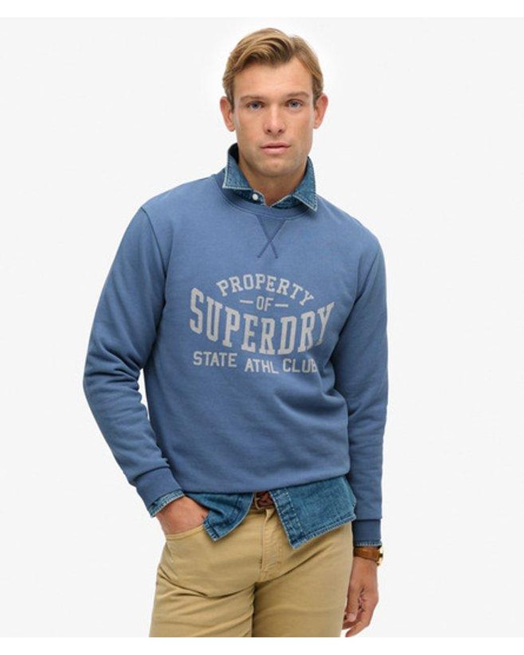 Superdry Blue & Co Athletic Essentials Crew Sweatshirt for men