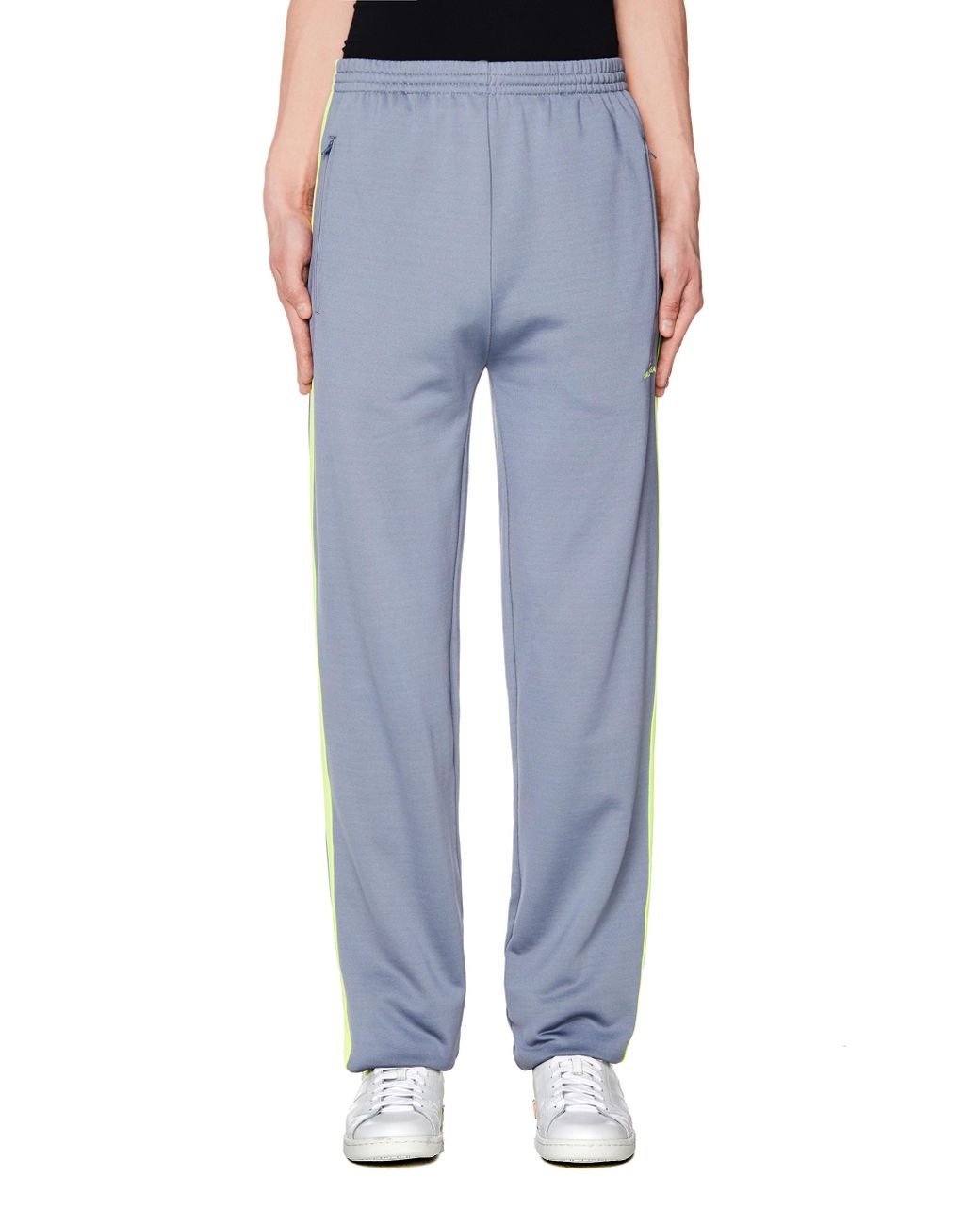 Balenciaga Cotton Grey Trackpants With Neon Stripes in Gray for Men - Lyst