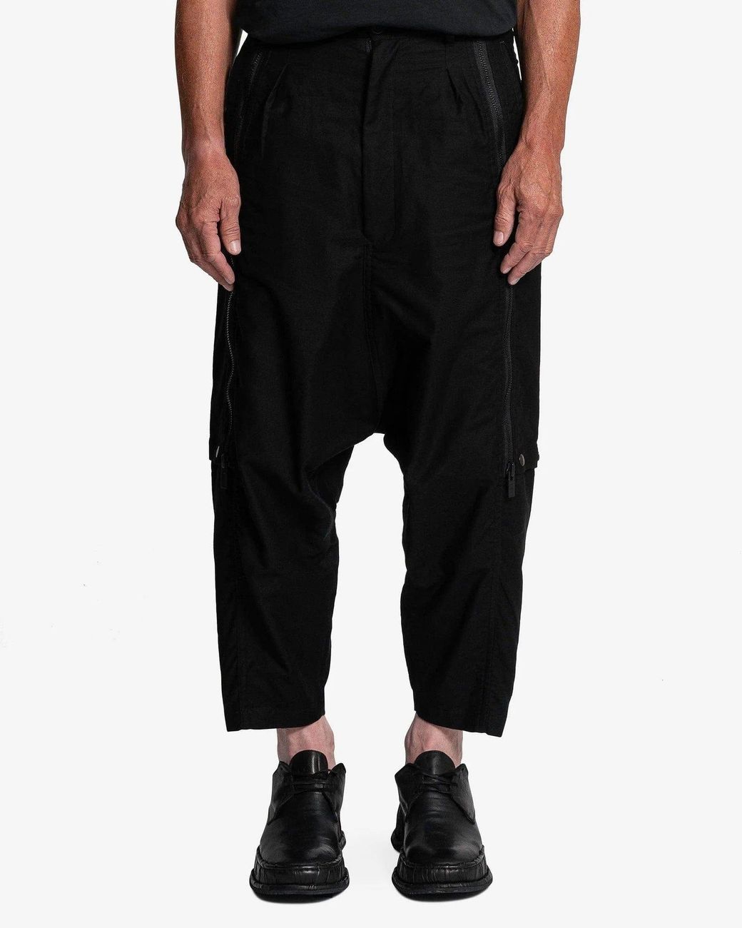 Yohji Yamamoto Cotton Twill Sarouel Pants With Zipper Details in