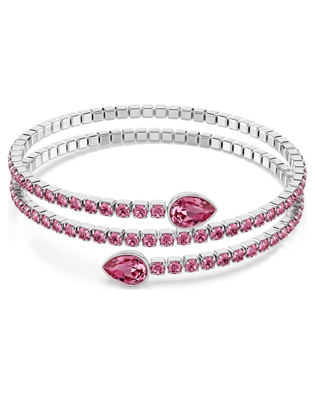 Swarovski Pink Twisty Cuff, Mixed Cuts, Rhodium Plated