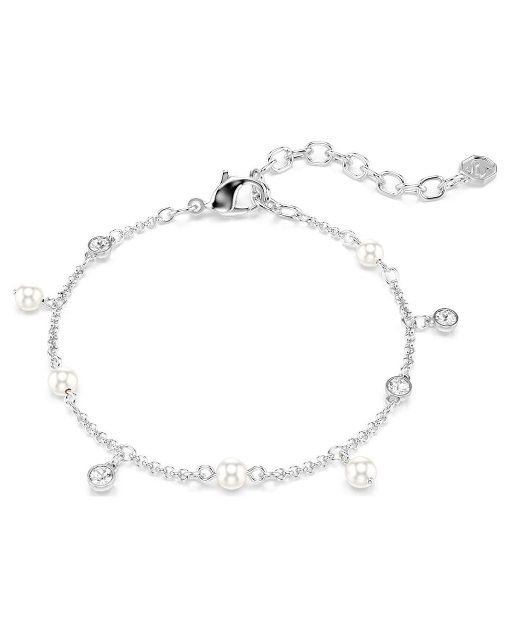 Swarovski White Imber Bracelet, Crystal Pearl, Round Cut, Rhodium Plated