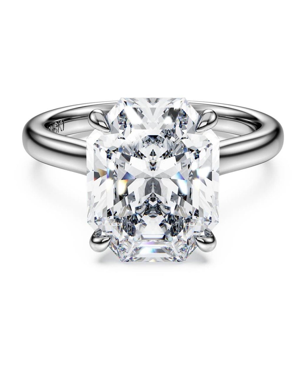 Anello solitario eternity, diamanti creati in laboratorio 5 ct tw, forma ottagonale, oro di Swarovski in White