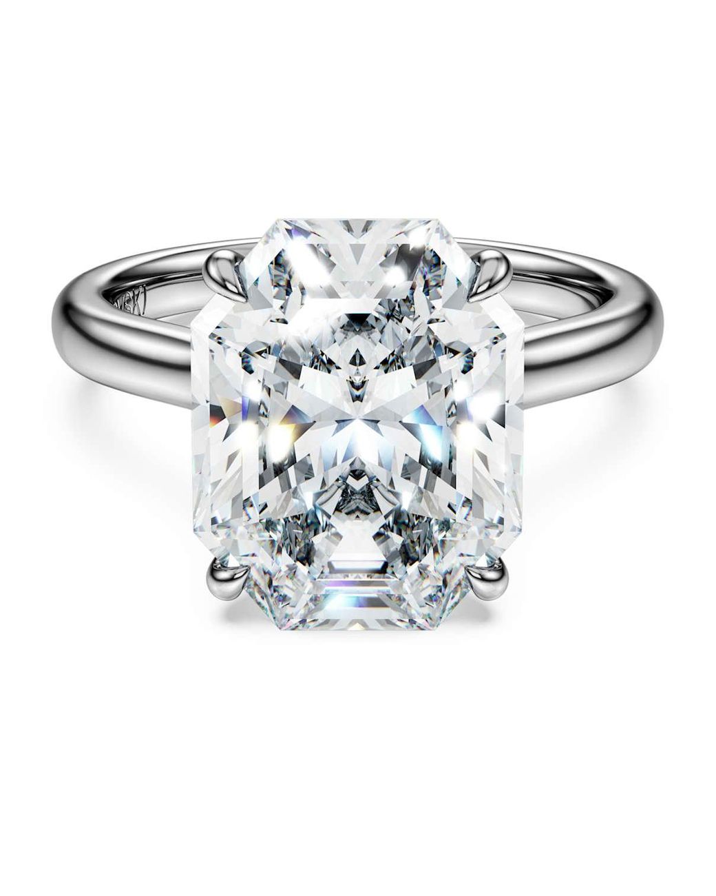 Anello solitario eternity, diamanti creati in laboratorio 6 ct tw, forma ottagonale, oro di Swarovski in Blue
