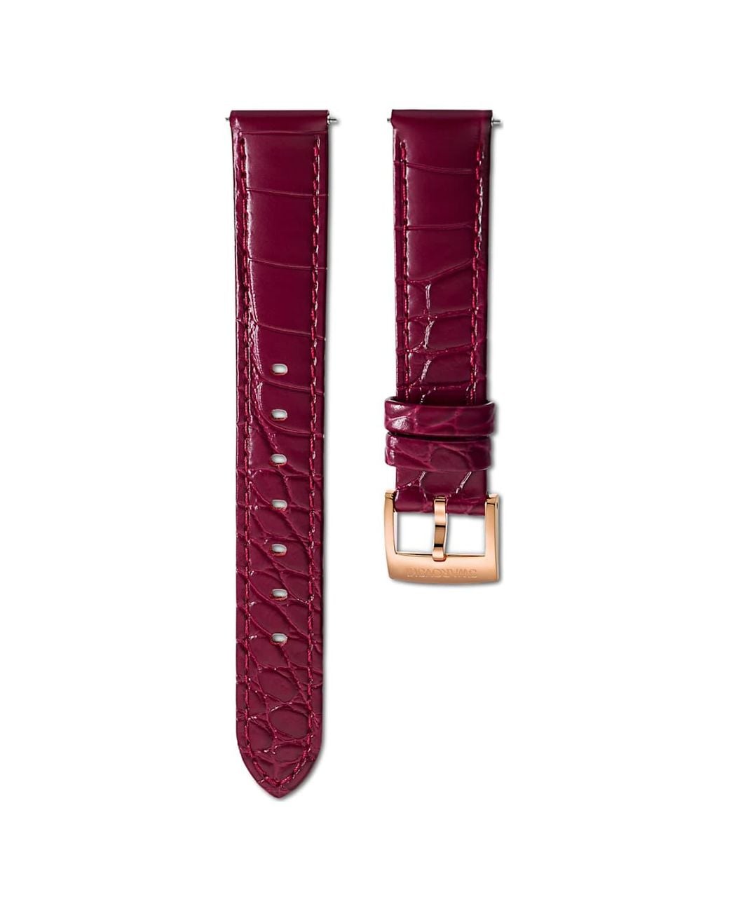 Swarovski Purple Watch Strap, 15 Mm (0.59" Width, Leather With Stitching, Rose-Tone Finish