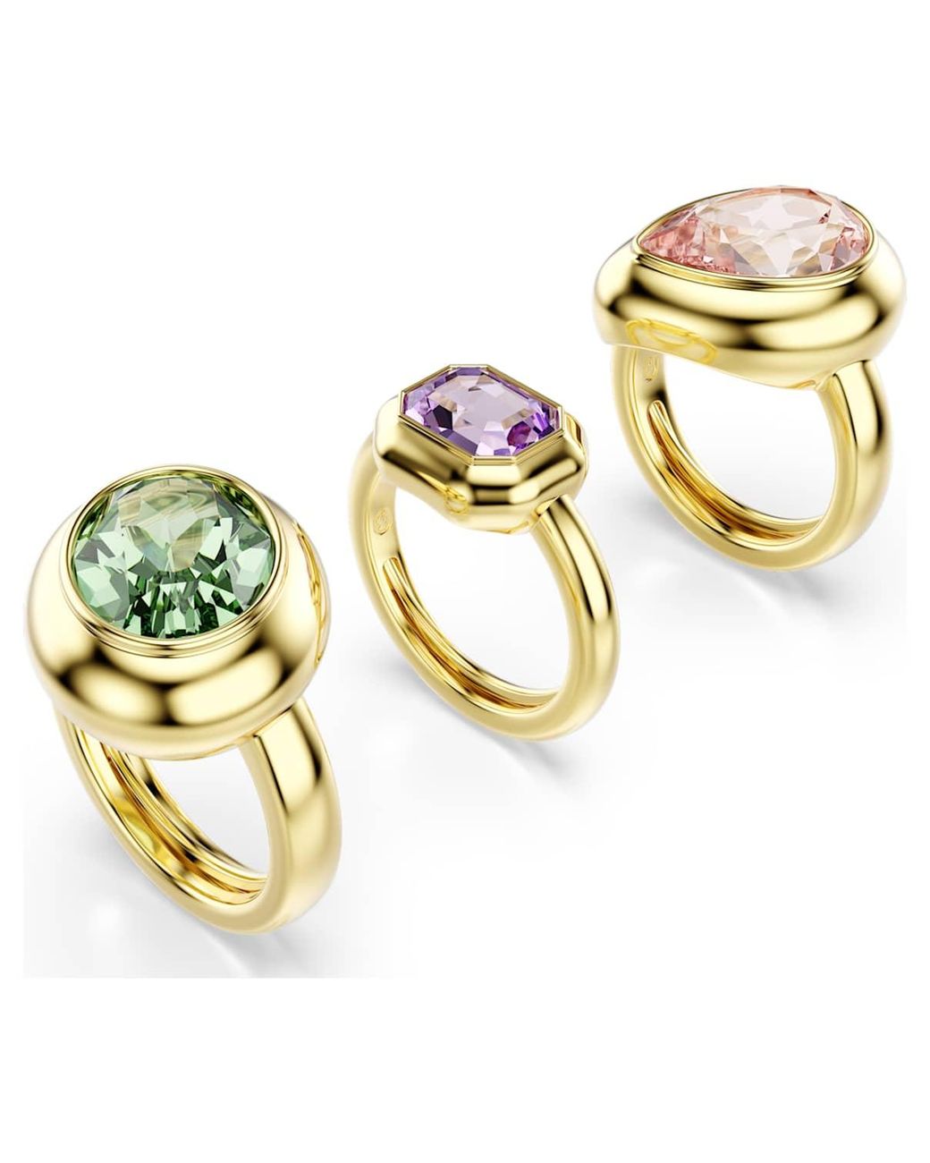 Anello Con Motivo Gema, Set (3) Placcato Color Oro di Swarovski in Metallic