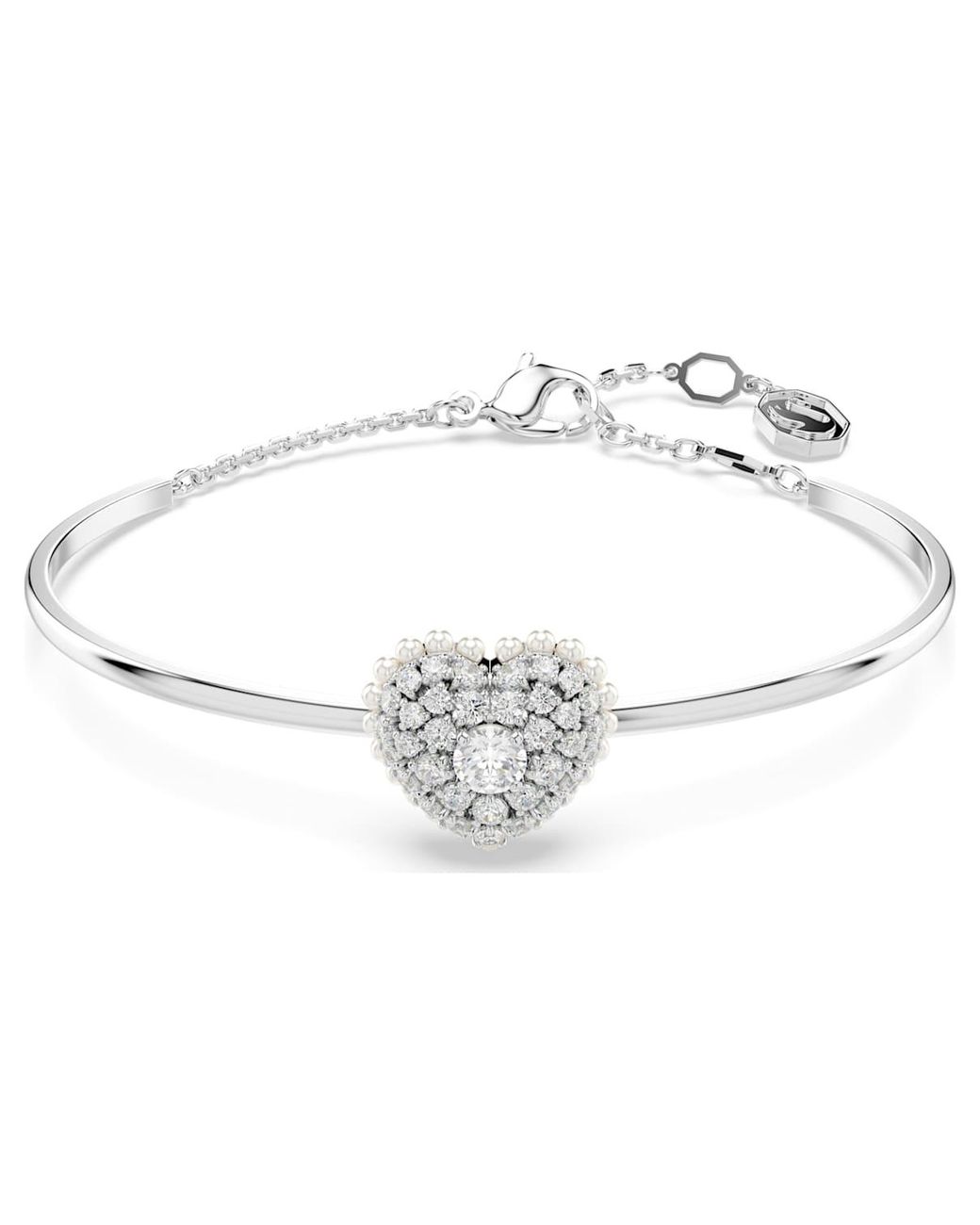 Swarovski Metallic Idyllia Bangle, Heart, Rhodium Plated