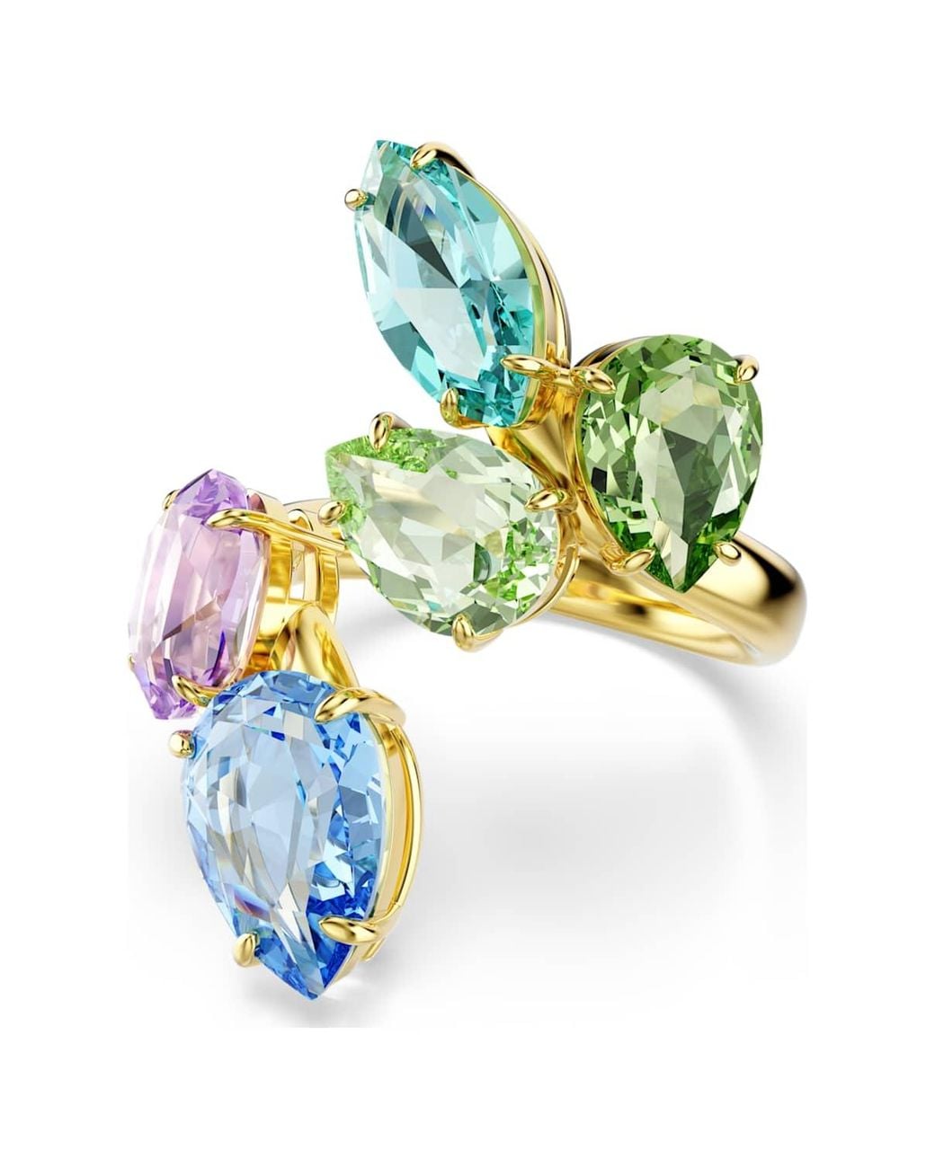 Anello con motivo gema, taglio misto di Swarovski in Green