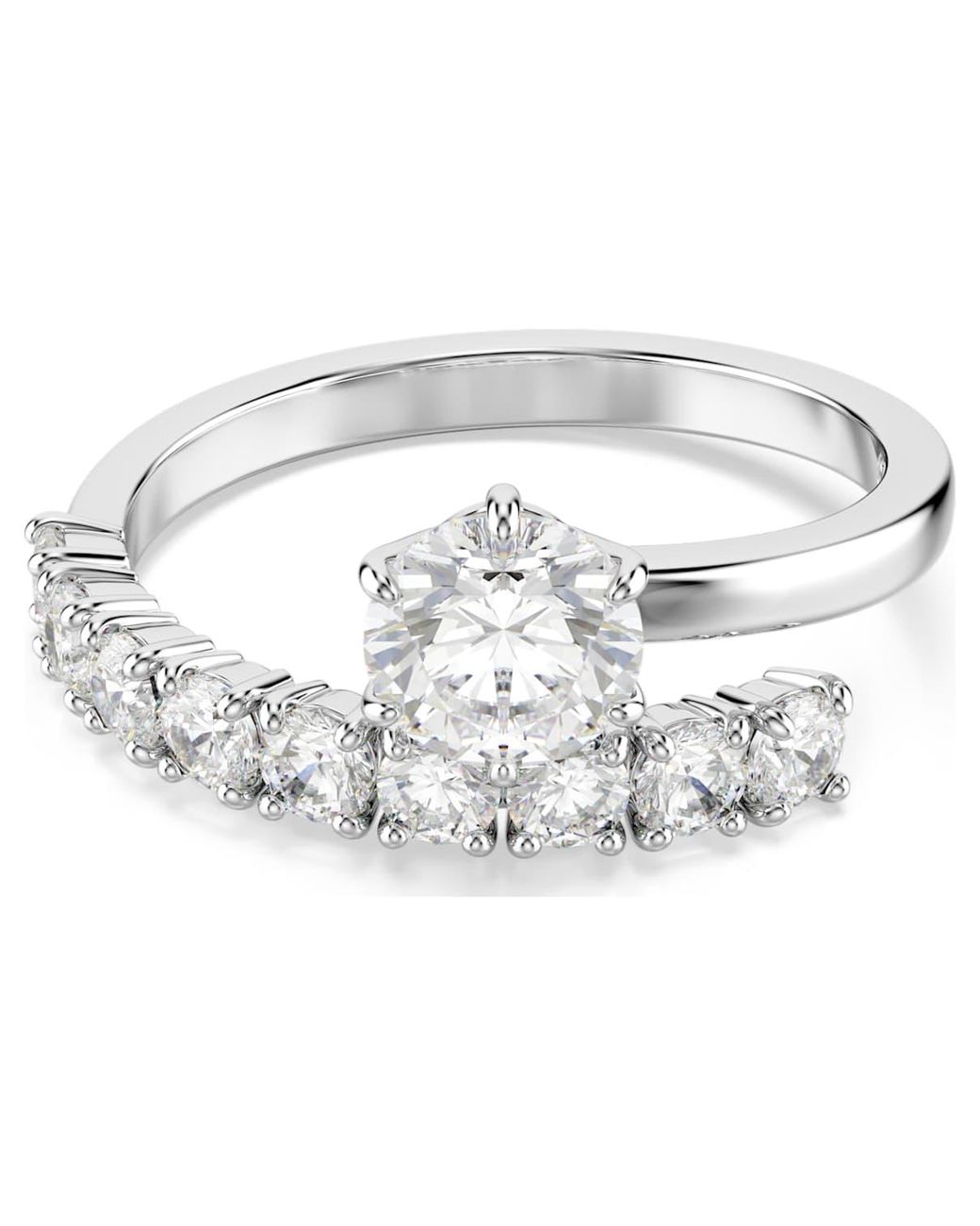 Swarovski Metallic Matrix Open Ring, Round Cut, Rhodium Plated