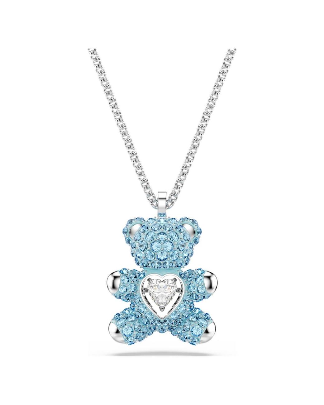 Swarovski Kristallanhänger Halskette Teddy 5737620 Blau, Rhodiniert (1-tlg) in Blue für Herren