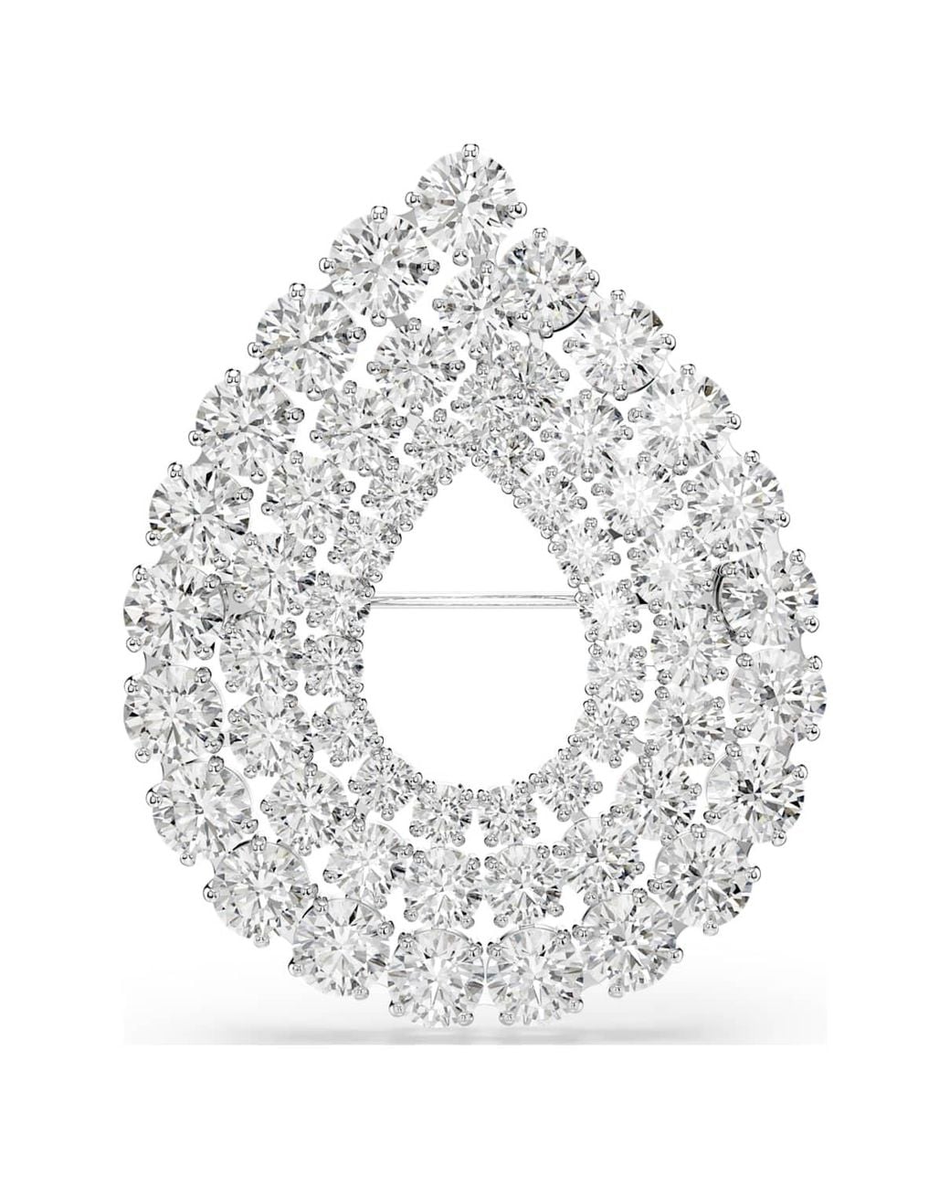Swarovski White Matrix Brooch, Round Cut, Rhodium Plated
