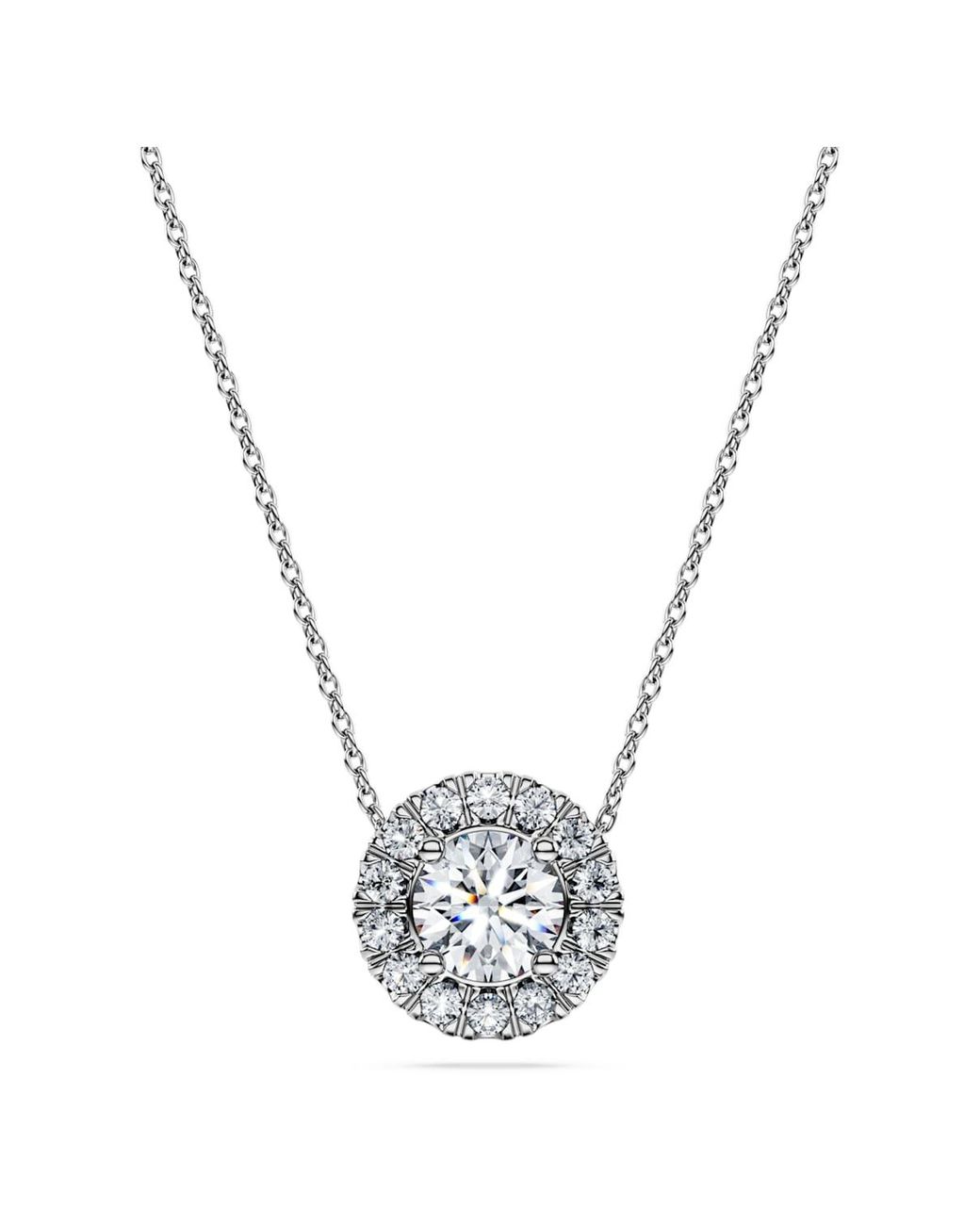 Swarovski Metallic Eternity Halo Solitaire Pendant, Lab-Grown Diamonds 1 Ct Tw, Round Shape, 14K