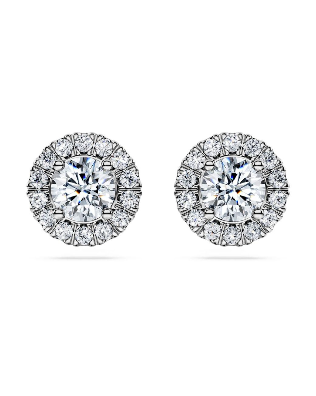 Swarovski Metallic Eternity Halo Stud Earrings, Lab-Grown Diamonds 2 Ct Tw, Round Shape, 14K