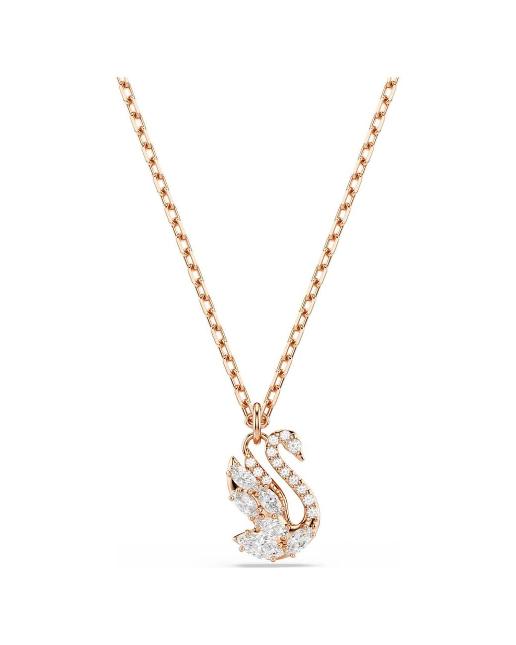 Swarovski Metallic Swan Pendant, Mixed Cuts, Swan, 18K Rose Finish