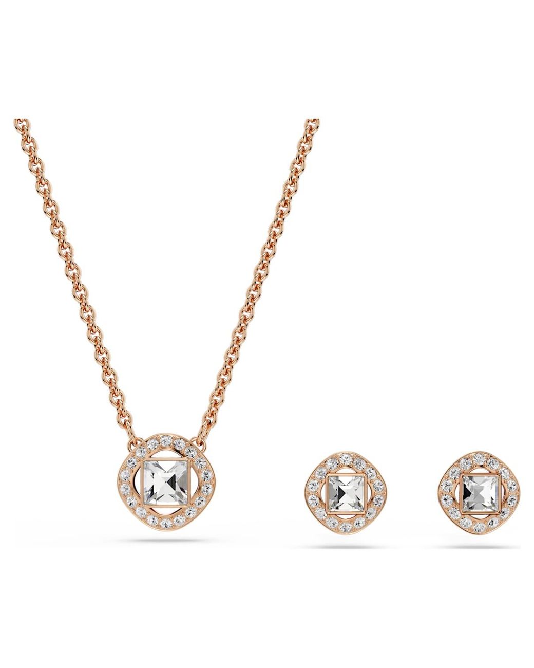 Swarovski Metallic Una Angelic Set, Round Cut, 18K Rose Finish