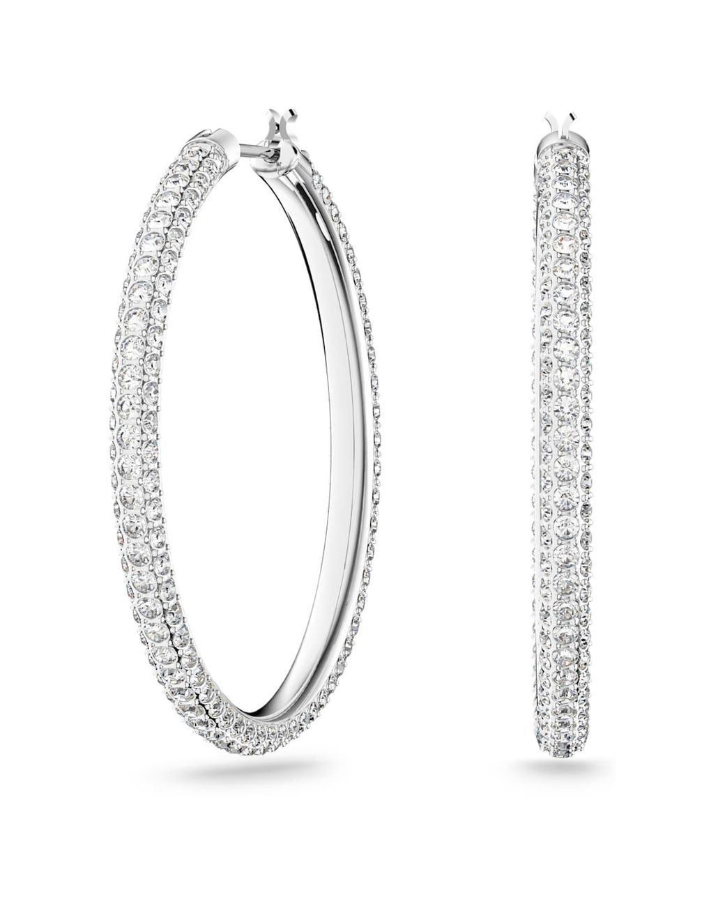 Swarovski White Dextera Hoop Pierced Earrings With Pink Crystals In A Rose-gold Tone Finished Setting