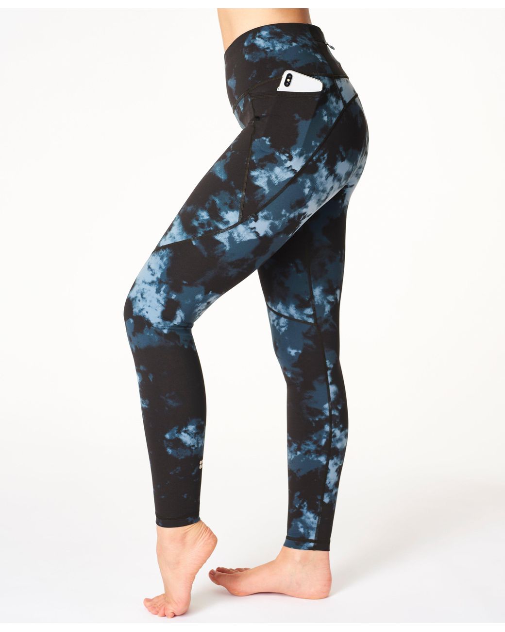 nike training power leggings in blue tulle mesh