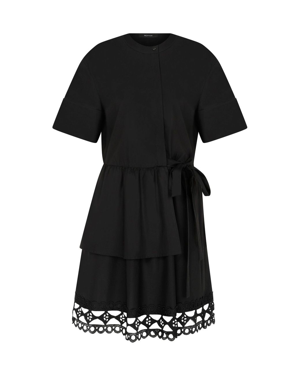 roman black and white dress