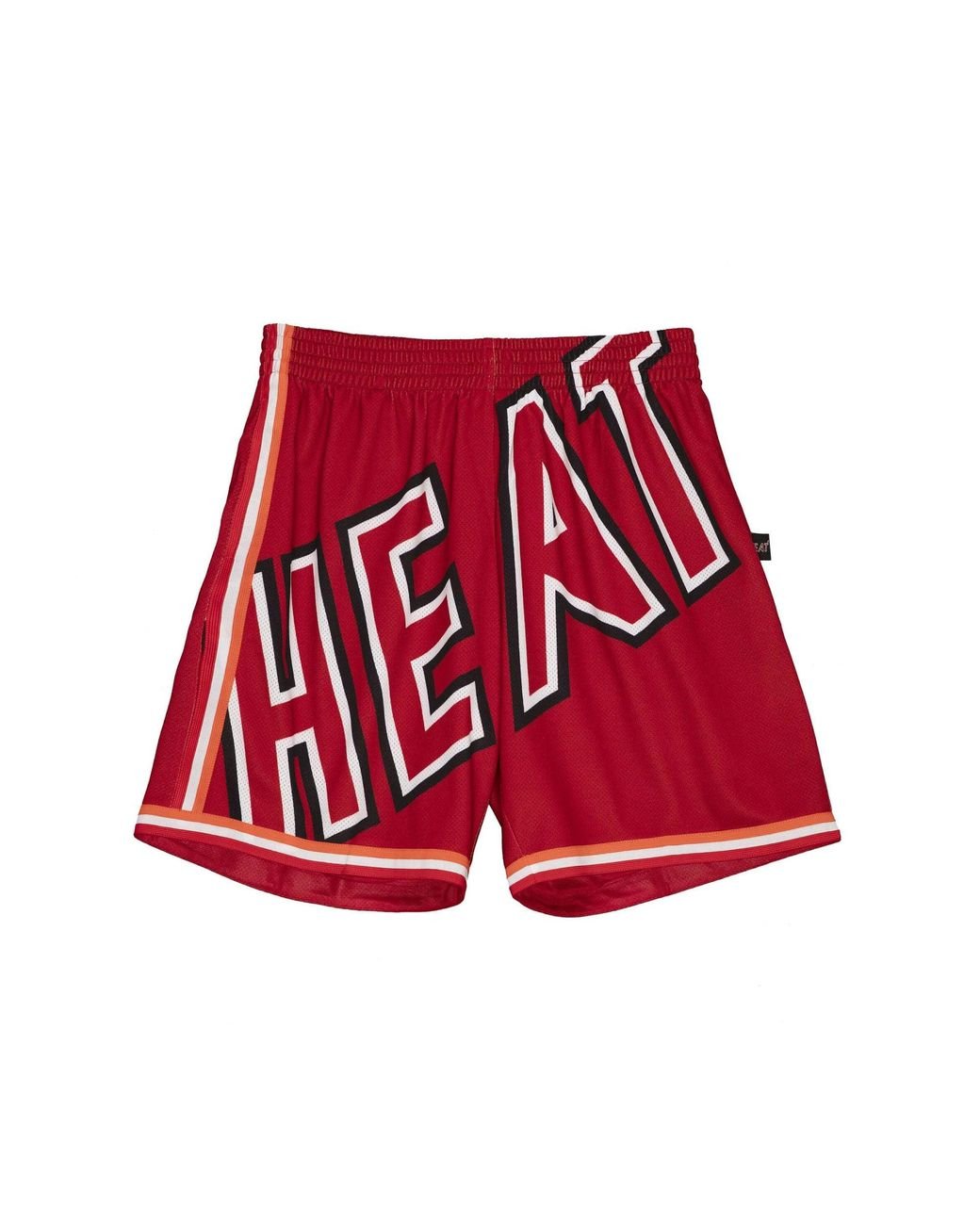 Men's Mitchell & Ness Red Miami Heat Hardwood Classics Big Face 2.0 Shorts