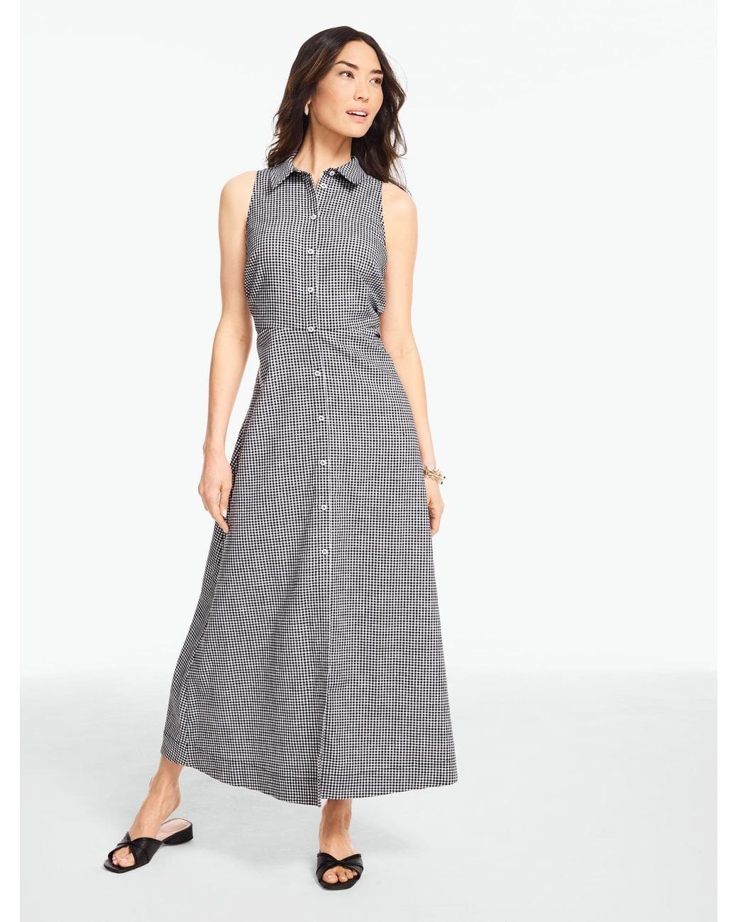 Talbots White Linen Sleeveless Shirtdress